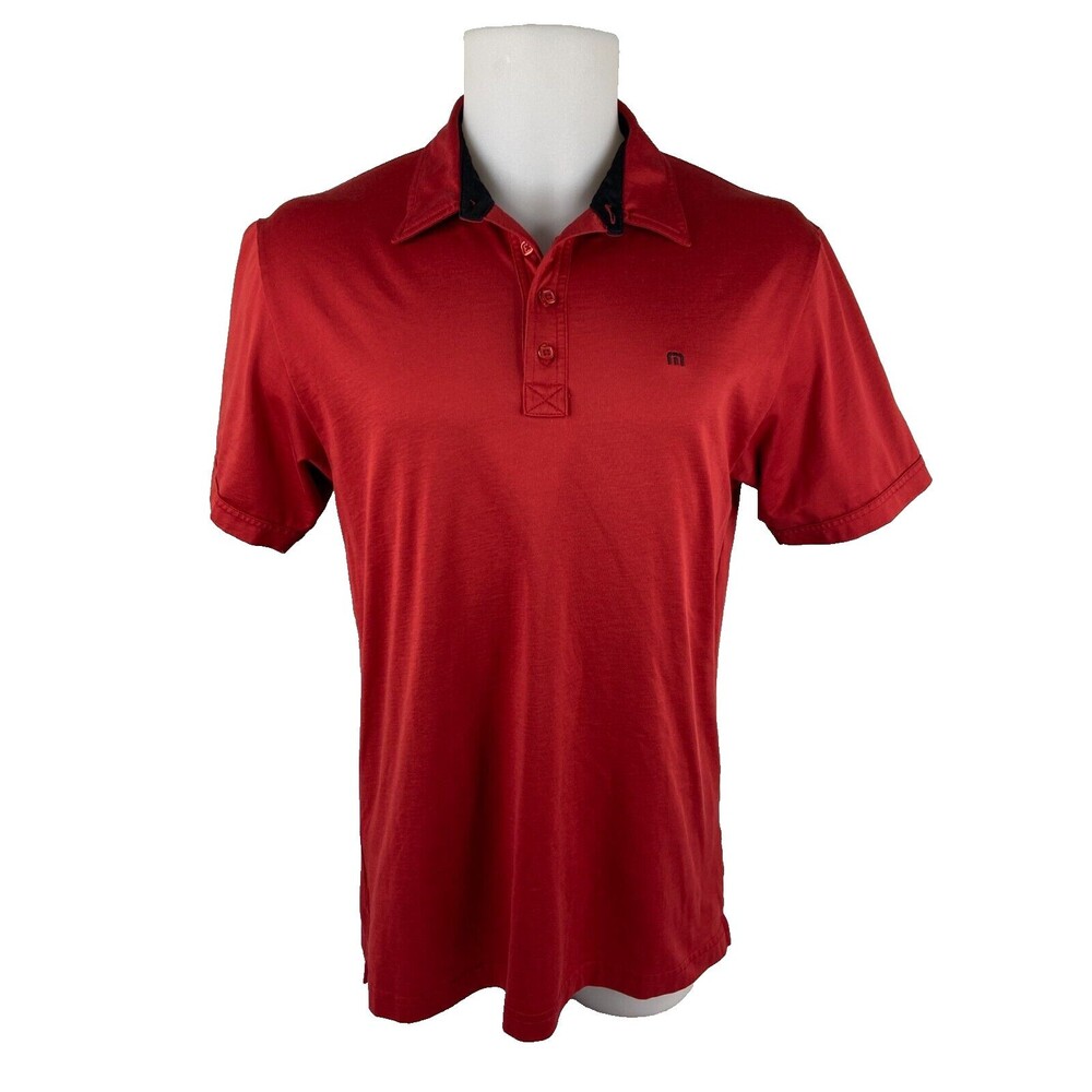 Travis Mathew Men Large Red Polo Shirt Golf Casual Work